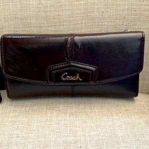 Coach dark chocolate Wallet and check book holder